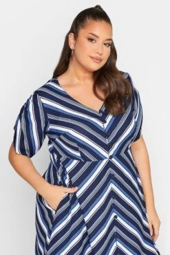 LIMITED COLLECTION - Jurk Met Strepen & Knoopsluiting In Blauw -NAOMI Kleding Winkel d77c717e be52 4b 217020 D