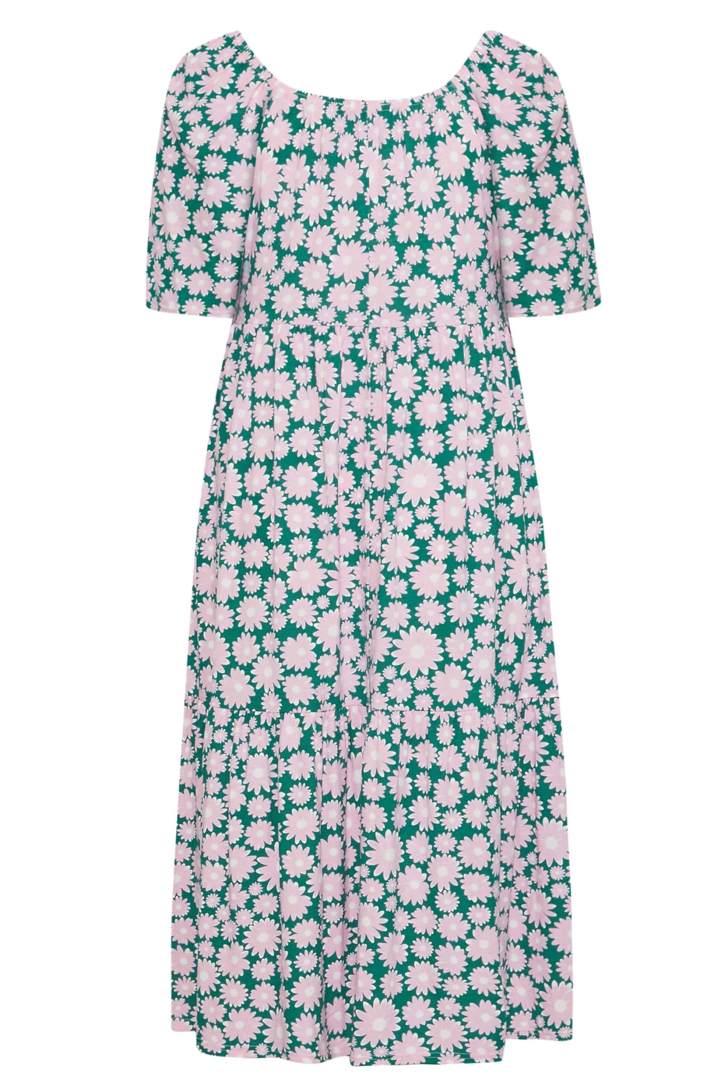 Gelaagde Midaxi-jurk Met Bloemenprint & Flaremouwen In Groen En Roze 8 Gelaagde Midaxi-jurk Met Bloemenprint & Flaremouwen In Groen En Roze - Afbeelding 6