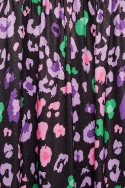 YOURS - Aangerimpelde Midi-jurk Met Textuur & Dierenprint In Zwart/paars -NAOMI Kleding Winkel dbbcb1b1 86ef 45 137508 Z