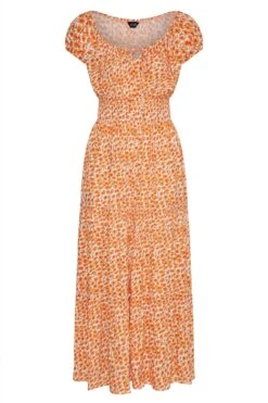 Curve Maxi-jurk Met Bloemetjesprint En Bardot-hals In Oranje -NAOMI Kleding Winkel dbccbbda 2e0e 46 137101 X