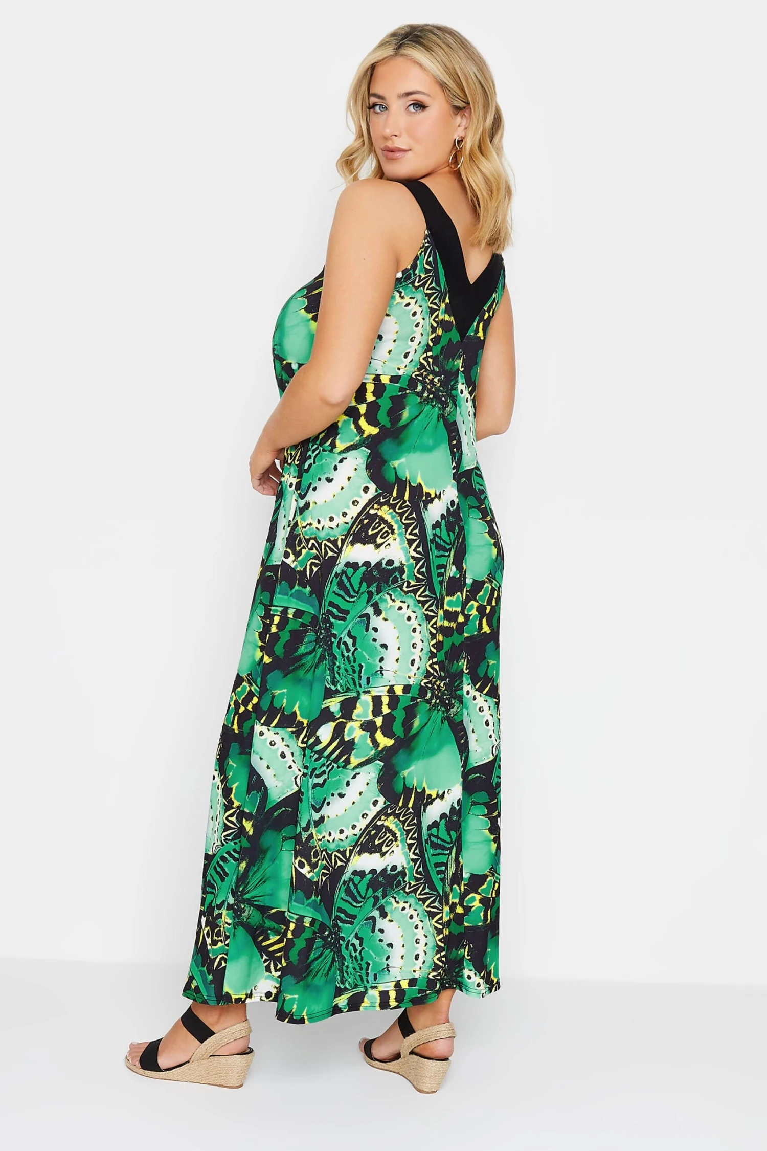 YOURS LONDON - Mouwloze Maxi-jurk Met Vlinderprint In Groen 4 YOURS LONDON - Mouwloze Maxi-jurk Met Vlinderprint In Groen - Afbeelding 2