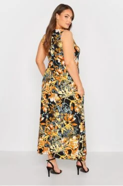 Mouwloze Maxi-jurk Met Bloemenprint In Zwart & Oranje -NAOMI Kleding Winkel dda8067c ffd3 4f 300810 C