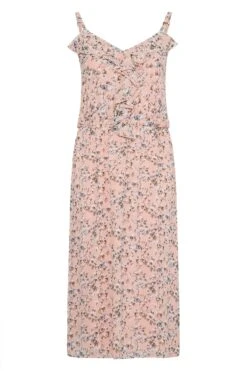 YOURS LONDON - Lange Cami-jurk Met Bloemetjes & Ruchedetail In Roze -NAOMI Kleding Winkel de098336 06fe 46 161125 F