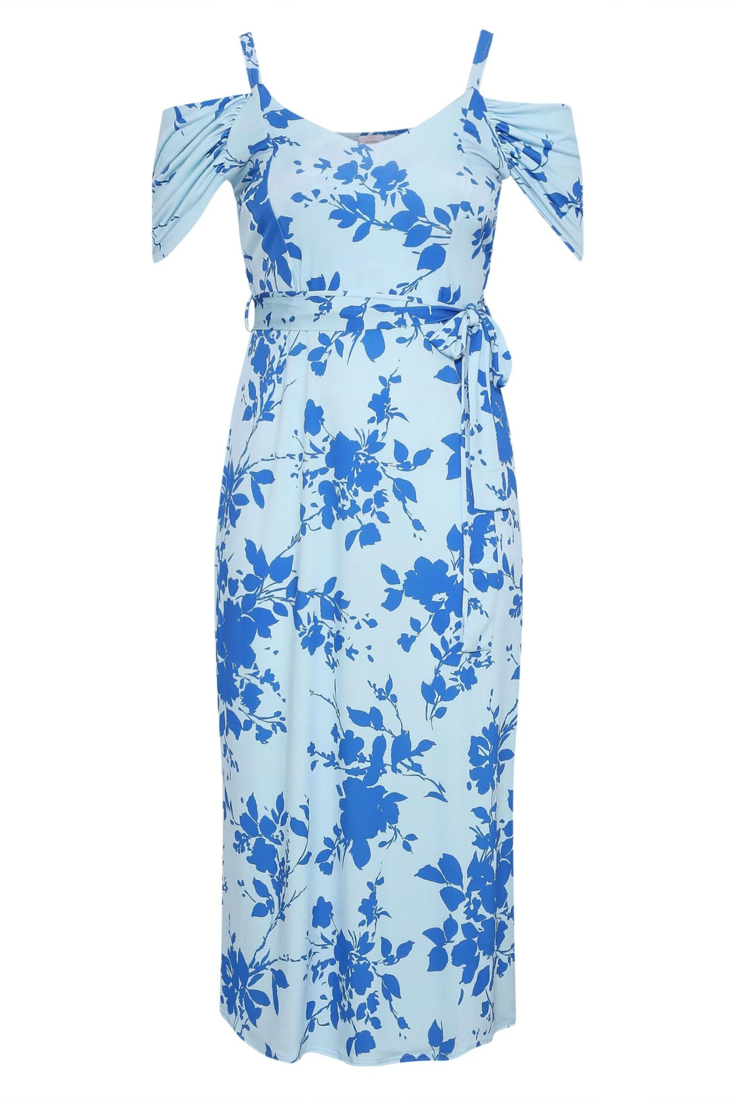 YOURS LONDON - Maxi-jurk Met Bloemenprint & Blote Schouders In Blauw 7 YOURS LONDON - Maxi-jurk Met Bloemenprint & Blote Schouders In Blauw - Afbeelding 5