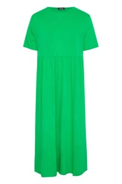 LIMITED COLLECTION - Aangerimpelde Maxi-jurk Met Korte Mouwen In Groen -NAOMI Kleding Winkel e1790458 90d7 4e 214636 X