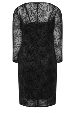 YOURS LONDON - Midi-jurk Met Spinnenwebprint En Mesh In Zwart -NAOMI Kleding Winkel e1aa9717 0a46 41 161754 Y