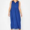 LIMITED COLLECTION - Mouwloze Maxi-jurk Met Knoopdetail In Kobaltblauw