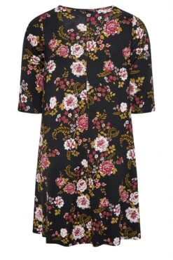 Jurk Met Bloemen, Zijzakken En 3/4-mouwen In Zwart & Rood -NAOMI Kleding Winkel e2ed9a33 8386 4f 137233 Y