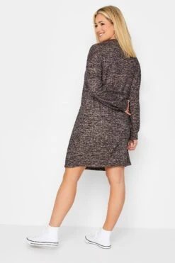 YOURS - Soft Touch Midi-jurk In Gemêleerd Zwart -NAOMI Kleding Winkel e670a155 9e8a 4f 301743 C