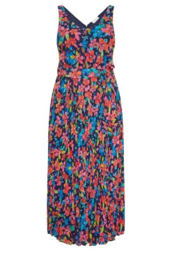 YOURS LONDON - Geplooide Maxi-jurk Met Bloemmotief In Zwart/blauw -NAOMI Kleding Winkel e6c3fcef 9418 4e 162021 X
