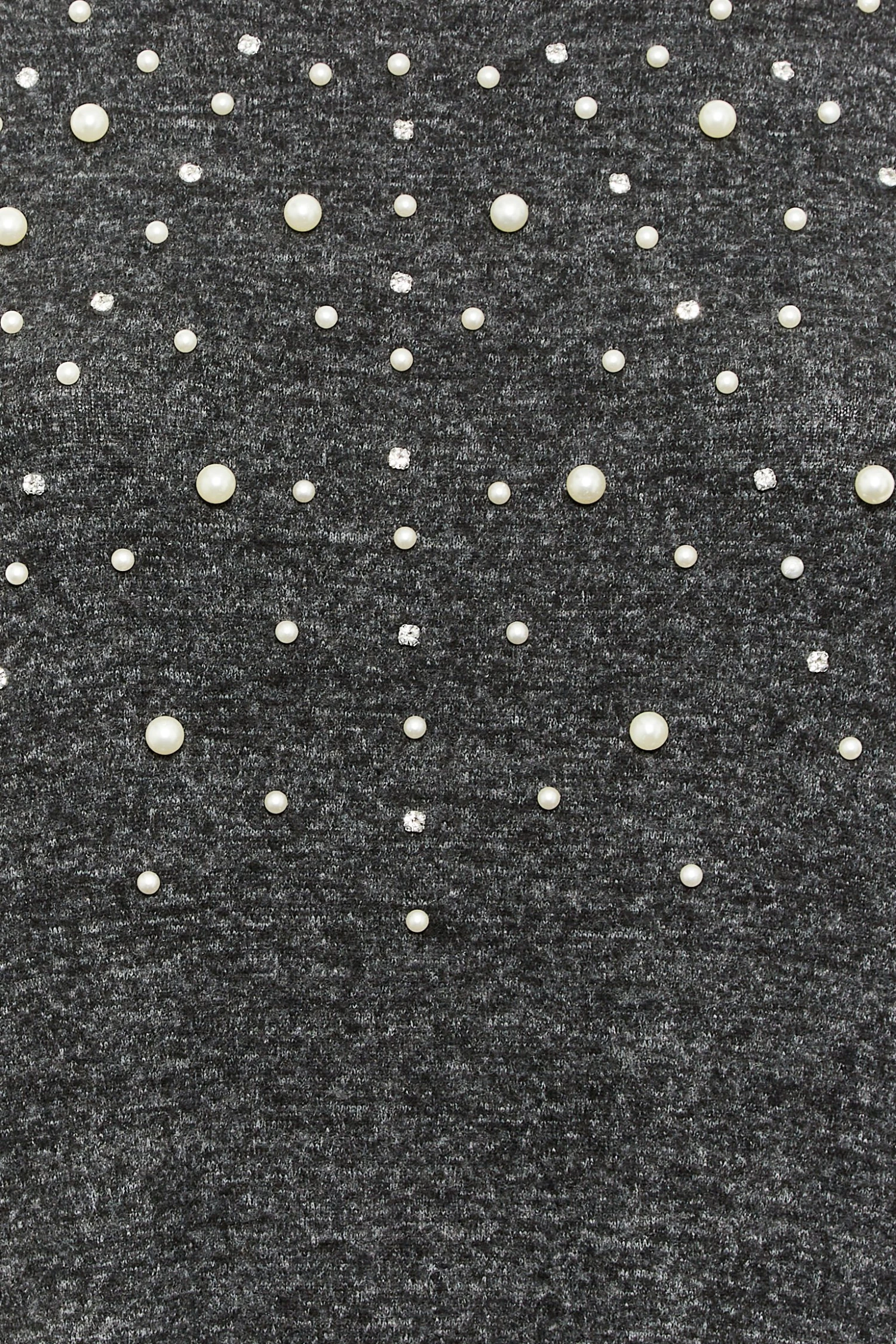 YOURS LUXURY - Soft Touch Trui-jurk Met Parels & Diamantjes In Donkergrijs 7 YOURS LUXURY - Soft Touch Trui-jurk Met Parels & Diamantjes In Donkergrijs - Afbeelding 5