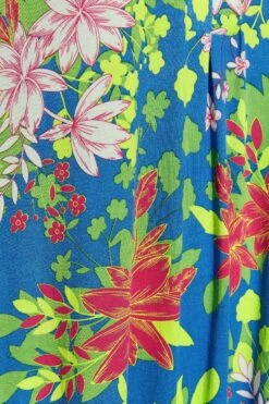 YOURS - Midi-jurk Met Bladerprint, Zakken En Korte Mouwen In Blauw -NAOMI Kleding Winkel eb99c32b 5680 4a 301000 Z