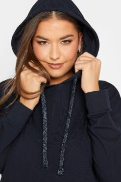 YOURS - Hoodie-jurk Met Zakken In Donkerblauw -NAOMI Kleding Winkel ece65d3b 6291 43 301732 D