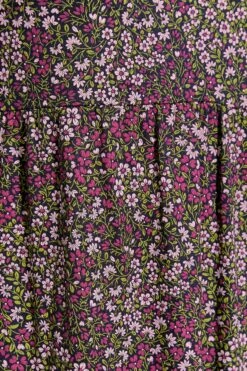 Midaxi-jurk Met Bloemetjesprint & V-hals In Zwart En Roze -NAOMI Kleding Winkel ed44145c 1501 45 137242 Z