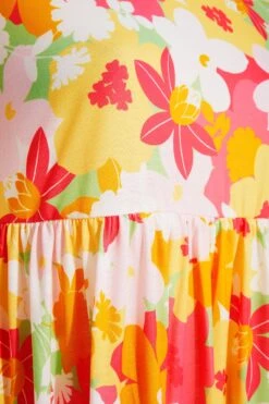 LIMITED COLLECTION - Aangerimpelde Midaxi-jurk Met Bloemetjes In Roze/oranje 11 LIMITED COLLECTION - Aangerimpelde Midaxi-jurk Met Bloemetjes In Roze/oranje -NAOMI Kleding Winkel ef259f7d a816 40 214478 S