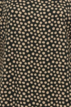 Midi-jurk Met Stippenprint & Zakken In Zwart En Beige -NAOMI Kleding Winkel ef4f17c2 09fa 4f 174203 Z