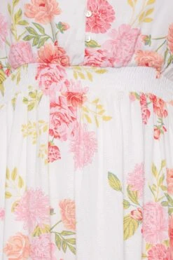 YOURS - Midi-jurk Met Bloemmotief & Lange Achterkant In Wit/roze -NAOMI Kleding Winkel f0eff685 5539 45 137329 Z