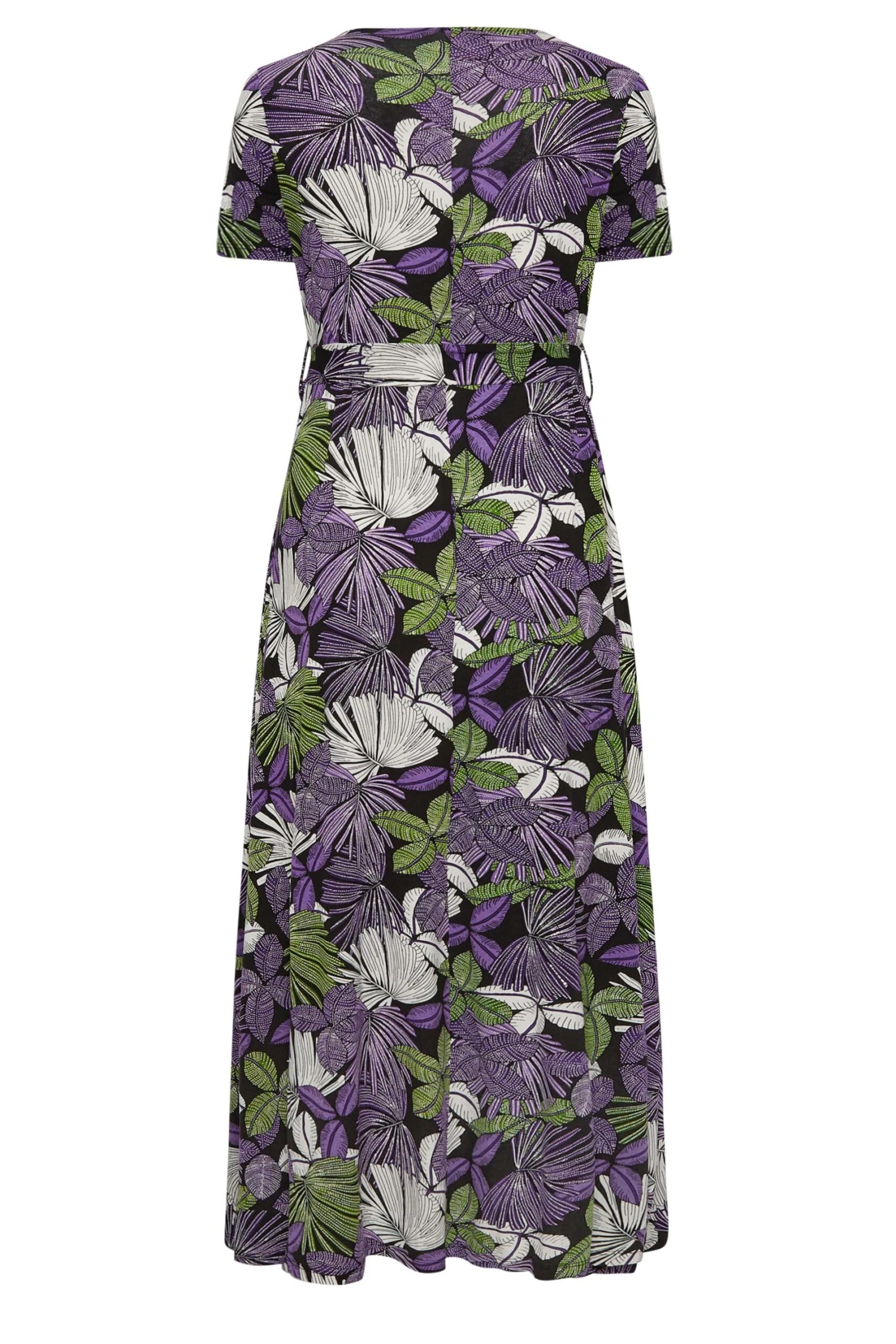 YOURS - Maxi-jurk Met Bladerprint, Omslag & Korte Mouwen In Paars 8 YOURS - Maxi-jurk Met Bladerprint, Omslag & Korte Mouwen In Paars - Afbeelding 6