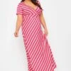 YOURS - Gestreepte Maxi-jurk Met Korte Mouwen In Roze 1 YOURS - Gestreepte Maxi-jurk Met Korte Mouwen In Roze -NAOMI Kleding Winkel f4ae6009 b63a 4d 301018 B