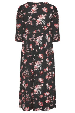 Midaxi-jurk Met Bloemenprint & Zijzakken In Zwart En Rood -NAOMI Kleding Winkel f569e84b a171 4f 300304 BK