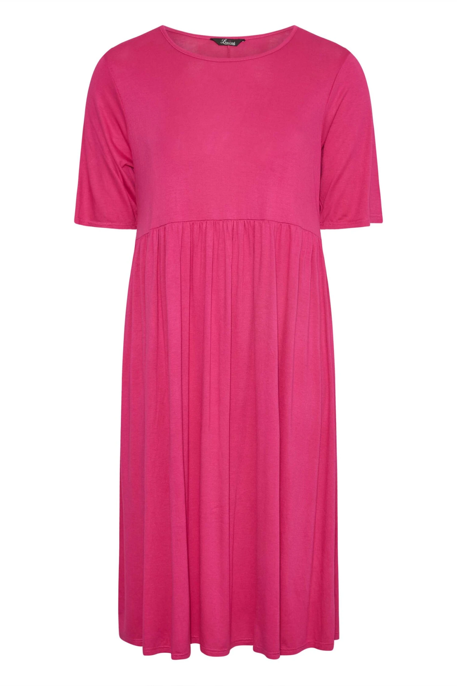 LIMITED COLLECTION - Aangerimpelde Midaxi-jurk Met Korte Mouwen In Felroze 7 LIMITED COLLECTION - Aangerimpelde Midaxi-jurk Met Korte Mouwen In Felroze - Afbeelding 5