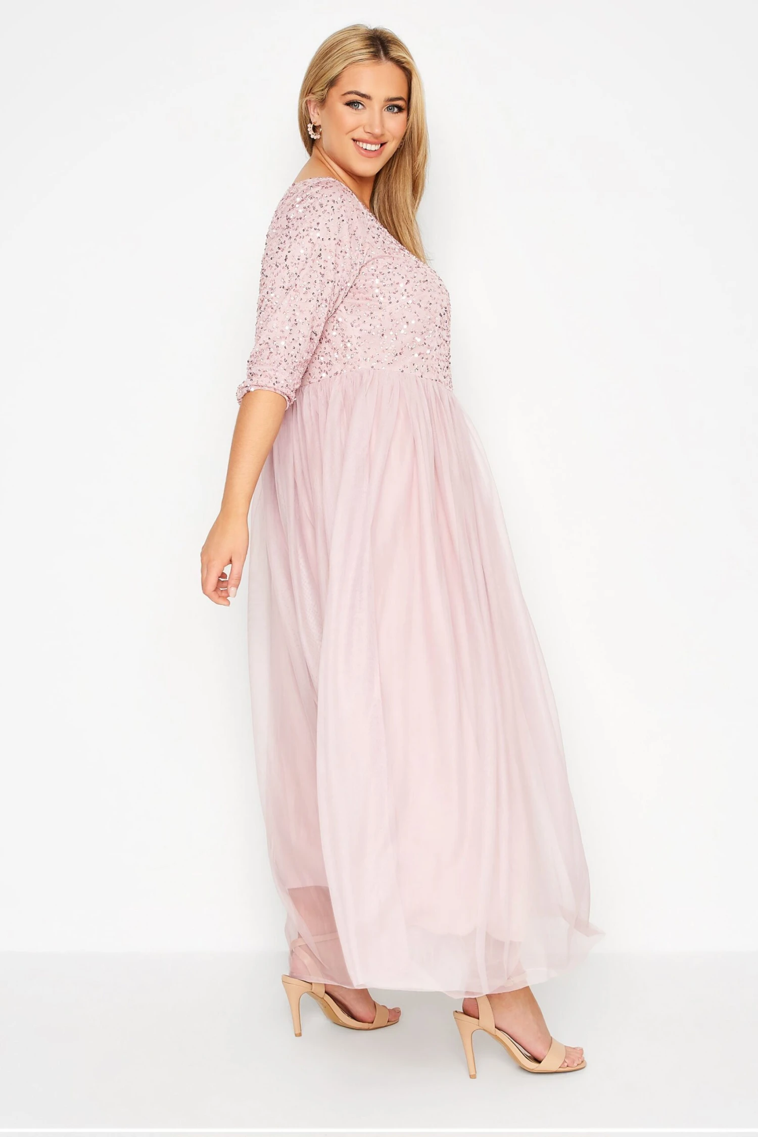 LUXE - Maxi-jurk Met Lovertjes In Roze 4 LUXE - Maxi-jurk Met Lovertjes In Roze - Afbeelding 2