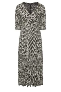 Maxi-jurk Met Vlinderprint & V-hals In Zwart En Beige -NAOMI Kleding Winkel f73a7384 0556 48 301154 X