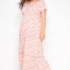 Maxi-jurk Met Bloemenprint, Elastische Taille & Bardot-hals In Roze -NAOMI Kleding Winkel f87c7feb e24b 46 137115 A