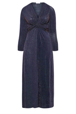 YOURS LONDON - Maxi-jurk Met Glitter & Knoopdetail In Donkerblauw -NAOMI Kleding Winkel f96509f0 a62c 41 161639 X