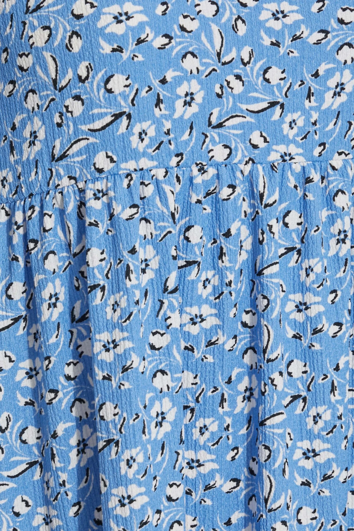 Midi-jurk Met Bloemenprint & Korte Mouwen In Lichtblauw & Wit 6 Midi-jurk Met Bloemenprint & Korte Mouwen In Lichtblauw & Wit - Afbeelding 4