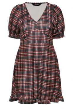 Jurk Met Bloemenprint, V-hals & Ruchedetail In Zwart En Rood -NAOMI Kleding Winkel fd0efcce 9f15 48 174142 X