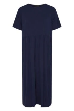 LIMITED COLLECTION - Aangerimpelde Maxi-jurk Met Korte Mouwen In Donkerblauw -NAOMI Kleding Winkel fd31aeb7 af7f 45 214197 F