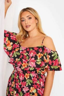 YOURS LONDON - Lange Bardot-jurk Met Bloemmotief & Ruchedetail In Zwart/roze 11 YOURS LONDON - Lange Bardot-jurk Met Bloemmotief & Ruchedetail In Zwart/roze -NAOMI Kleding Winkel fd5a153a 90ab 46 161956 E