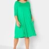 YOURS - Jurk Met Stretch & Zakken In Groen -NAOMI Kleding Winkel ff956be9 aee6 4d 301912 B
